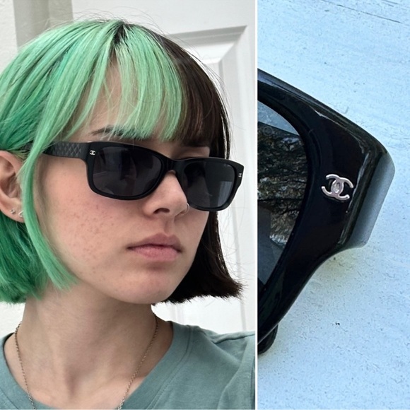 CHANEL Black Rectangular Sunglasses - Picture 1 of 11